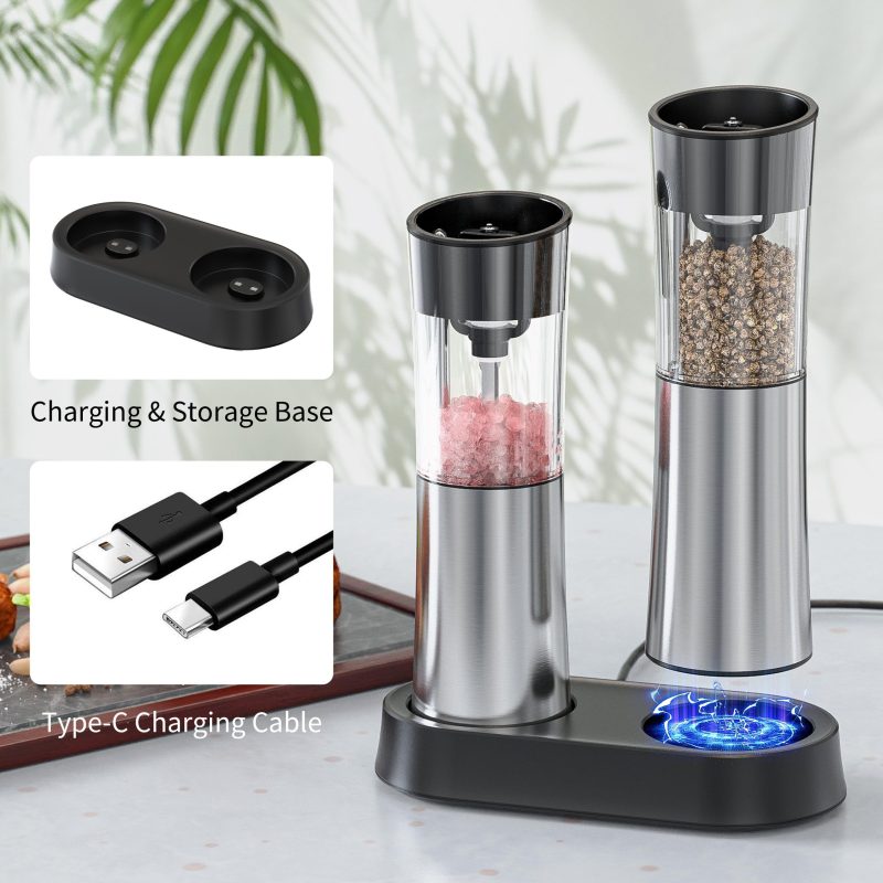 KLT Base Charging Rechargeable Pepper and Salt Electric Grinder with Base Gravity Sensing Kitchen Tools and Utensils KYMQ-28A&KYMQ-28C - KLT (ZHUHAI KELITONG ELECTRONIC CO., LTD.)