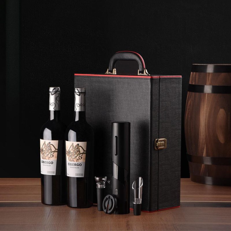 KLT Elegantly Wine Box with Electric Corkscrew Pourer and Manual Vacuum Wine Preserver Pump Gift Set CL-JH04 - KLT (ZHUHAI KELITONG ELECTRONIC CO., LTD.)