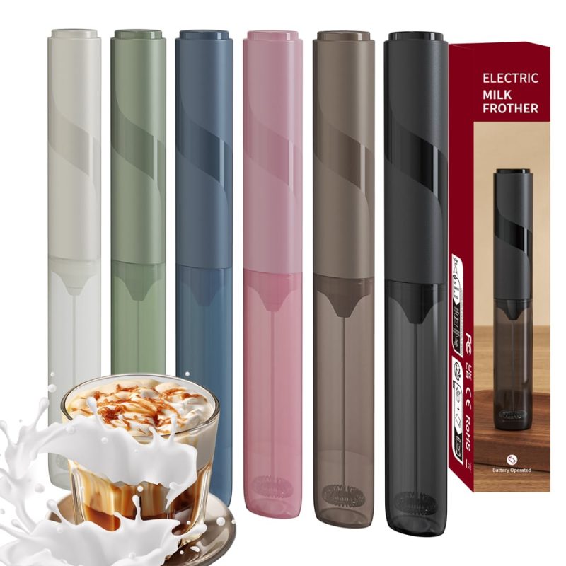 源头工厂-科力通-KJBQ-64 科力通AA电池电动奶泡器自动牛奶发泡器咖啡搅拌器咖啡厨房带收纳套 - 图片 2
