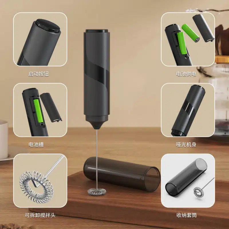 源头工厂-科力通-KJBQ-64 科力通AA电池电动奶泡器自动牛奶发泡器咖啡搅拌器咖啡厨房带收纳套 - 图片 10