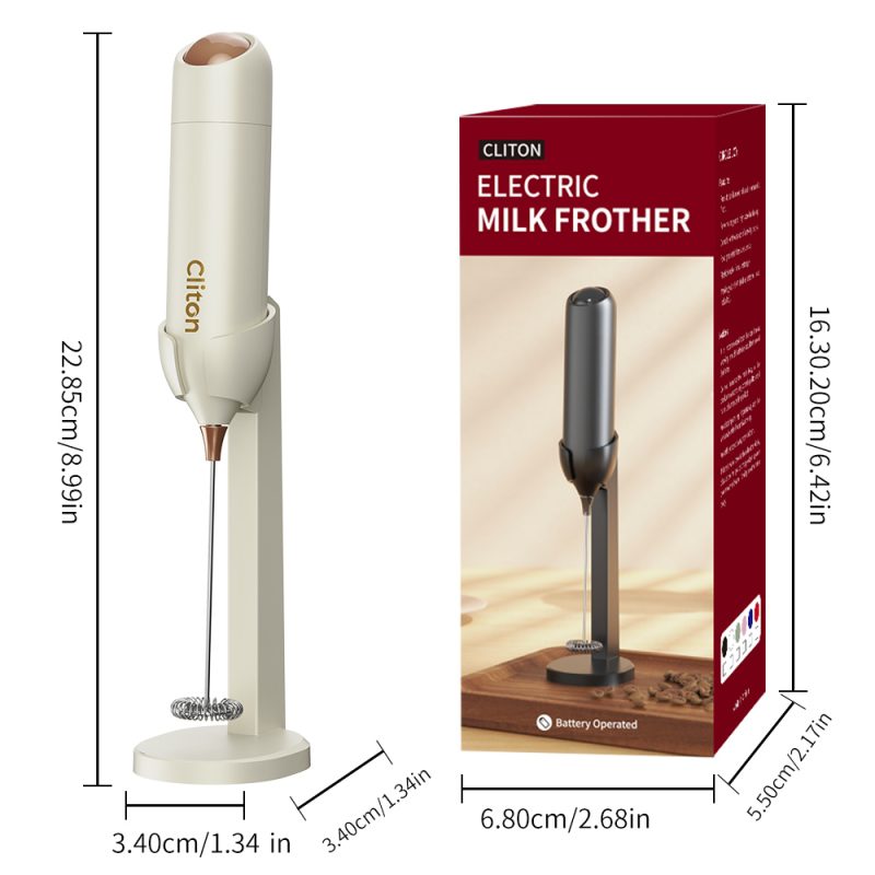 源头工厂-科力通-KJBQ-21-BSA7款科力通碱性干电池电动奶泡器自动牛奶发泡器咖啡搅拌器咖啡厨房带创新支架 - 图片 3