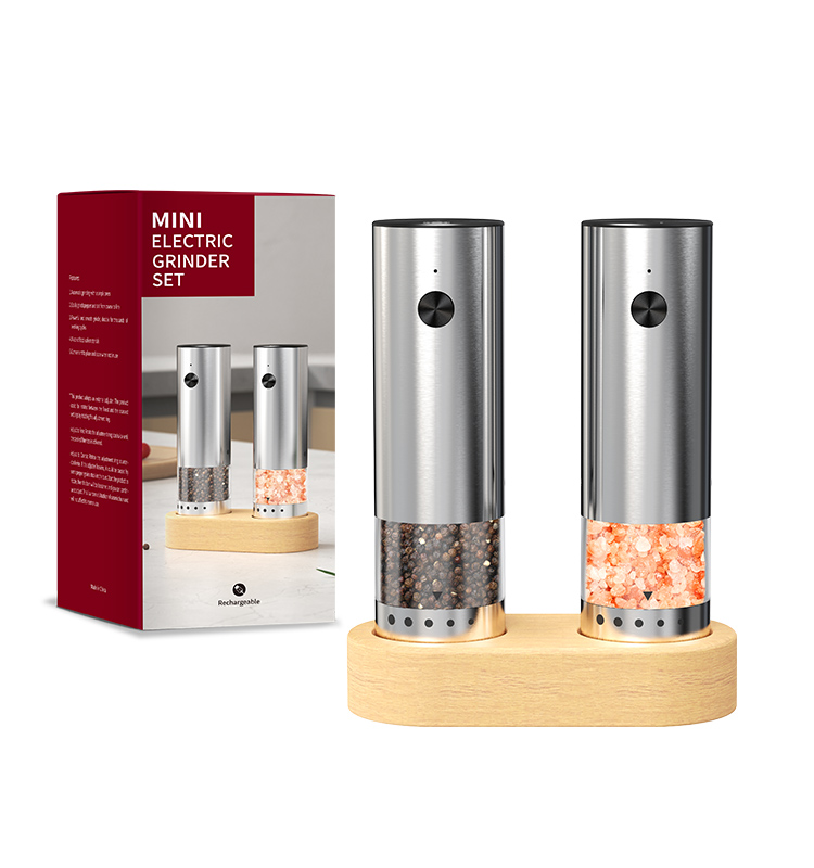 日韩友好款 2025 科力通最新迷你款电动胡椒研磨器(2件装带木制底座) ODM/OEM代工厂 | 胡椒研磨器推荐 KYMQ-82A-BS款 贴牌定制|电商爆款厨房小家电批发拿货|科力通-27年源头厂家 2025新款充电不锈钢电动胡椒盐研磨器 外部粗细调节环 - 图片 13