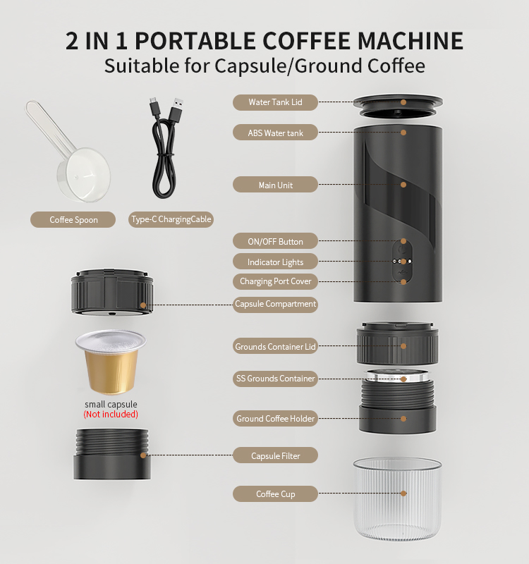经济款便携意式咖啡机 ODM/OEM代工厂| 意式咖啡机便携 KFJ‑1P‑S1201C1款(塑料水仓)贴牌定制|电商爆款厨房小家电批发拿货|科力通-27年源头厂家 便携式浓缩咖啡机充电式电动便携浓缩咖啡机,源头工厂直供 - 图片 3