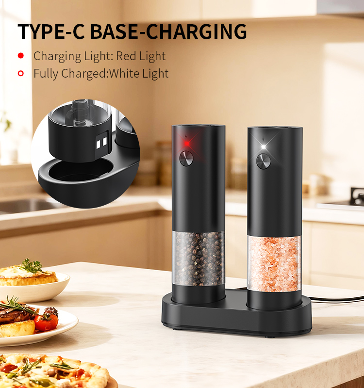 2025 新款超大料仓底座充电款电动胡椒研磨器两只装 KYMQ-95C款 贴牌定制|电商爆款厨房小家电批发拿货|科力通-27年源头厂家 - 图片 3