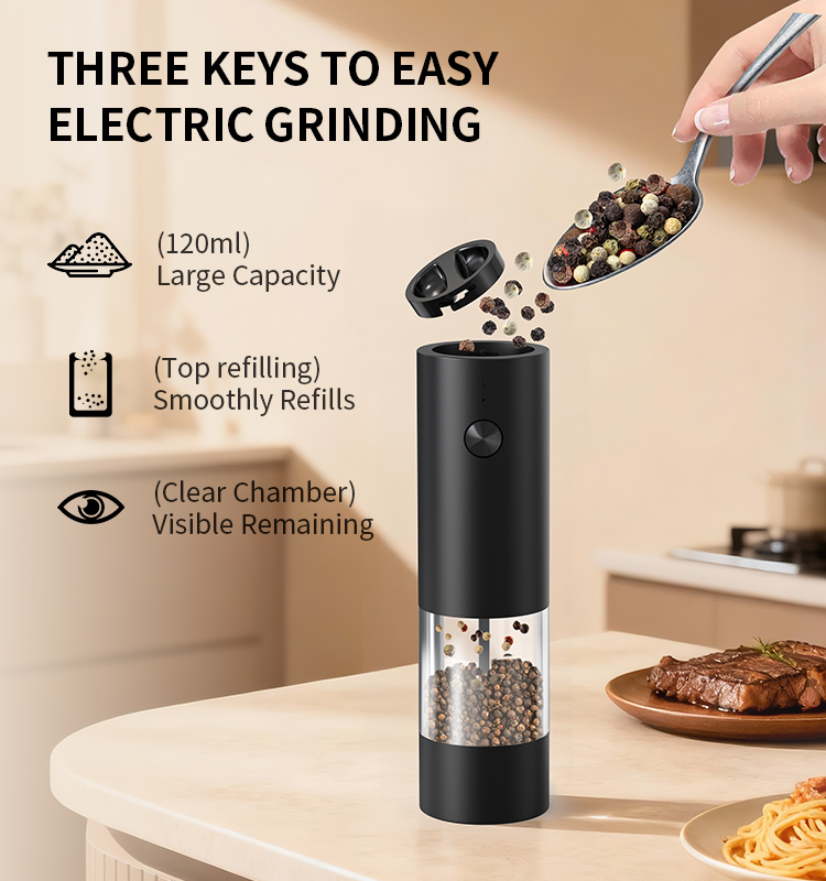 2025 新款超大料仓底座充电款电动胡椒研磨器两只装 KYMQ-95C款 贴牌定制|电商爆款厨房小家电批发拿货|科力通-27年源头厂家 - 图片 2