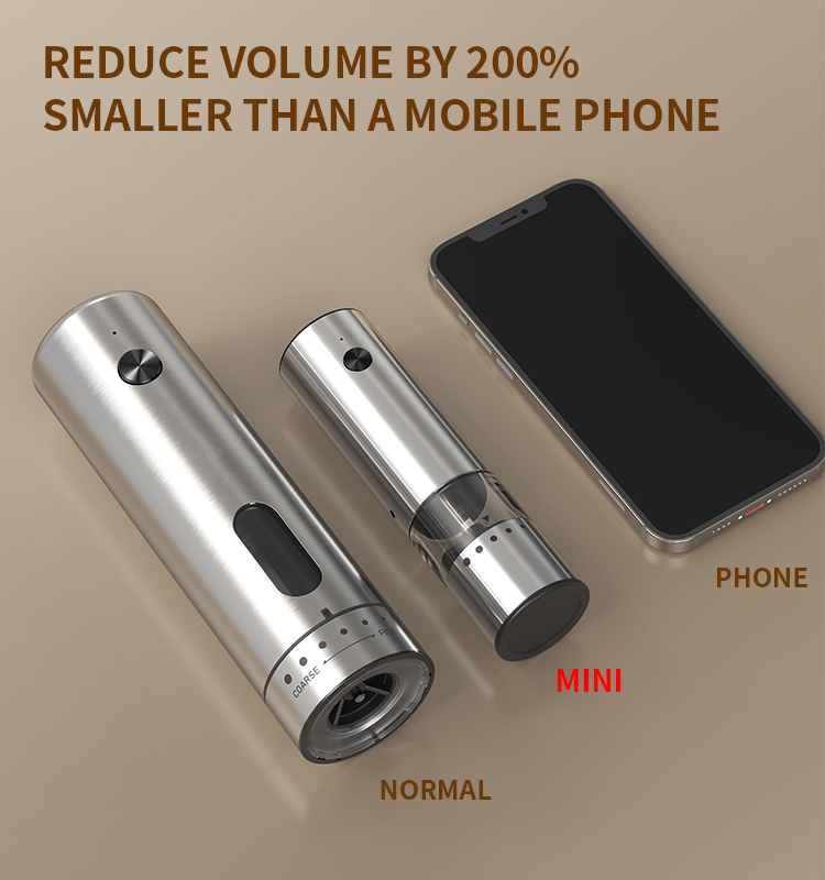 日韩友好款 2025 科力通最新迷你款电动胡椒研磨器(2件装带木制底座) ODM/OEM代工厂 | 胡椒研磨器推荐 KYMQ-82A-BS款 贴牌定制|电商爆款厨房小家电批发拿货|科力通-27年源头厂家 2025新款充电不锈钢电动胡椒盐研磨器 外部粗细调节环 - 图片 2