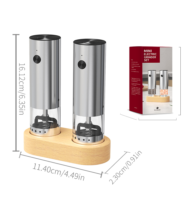 日韩友好款 2025 科力通最新迷你款电动胡椒研磨器(2件装带木制底座) ODM/OEM代工厂 | 胡椒研磨器推荐 KYMQ-82A-BS款 贴牌定制|电商爆款厨房小家电批发拿货|科力通-27年源头厂家 2025新款充电不锈钢电动胡椒盐研磨器 外部粗细调节环 - 图片 11